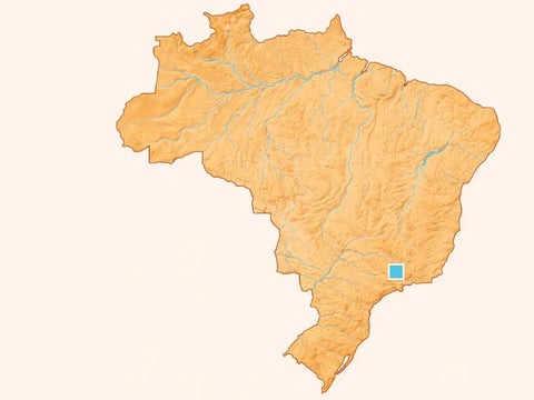 Reliefkarte von Brasilien mit Markierung bei São Gonçalo do Sapucaí im Süden von Minas Gerais